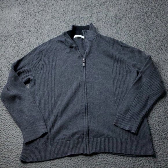 Calvin Klein Cotton Sweater Jacket Gray Mens L Large - Picture 1 of 6
